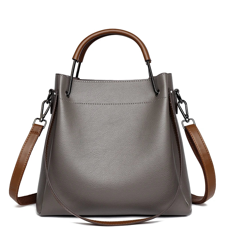 2025 Girl Daily Casual PU Leather Crossbody Shoulder Buckets Fashion Bags Large Capacity Crossbody Soft Shopping Ladies Handbags