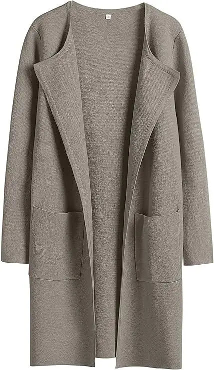 Womens Knit Cardigan Sweaters Oversized Open Front Long Sleeve Lapel Casual Jacket 2023 Fall Coat Dressy Coatigan