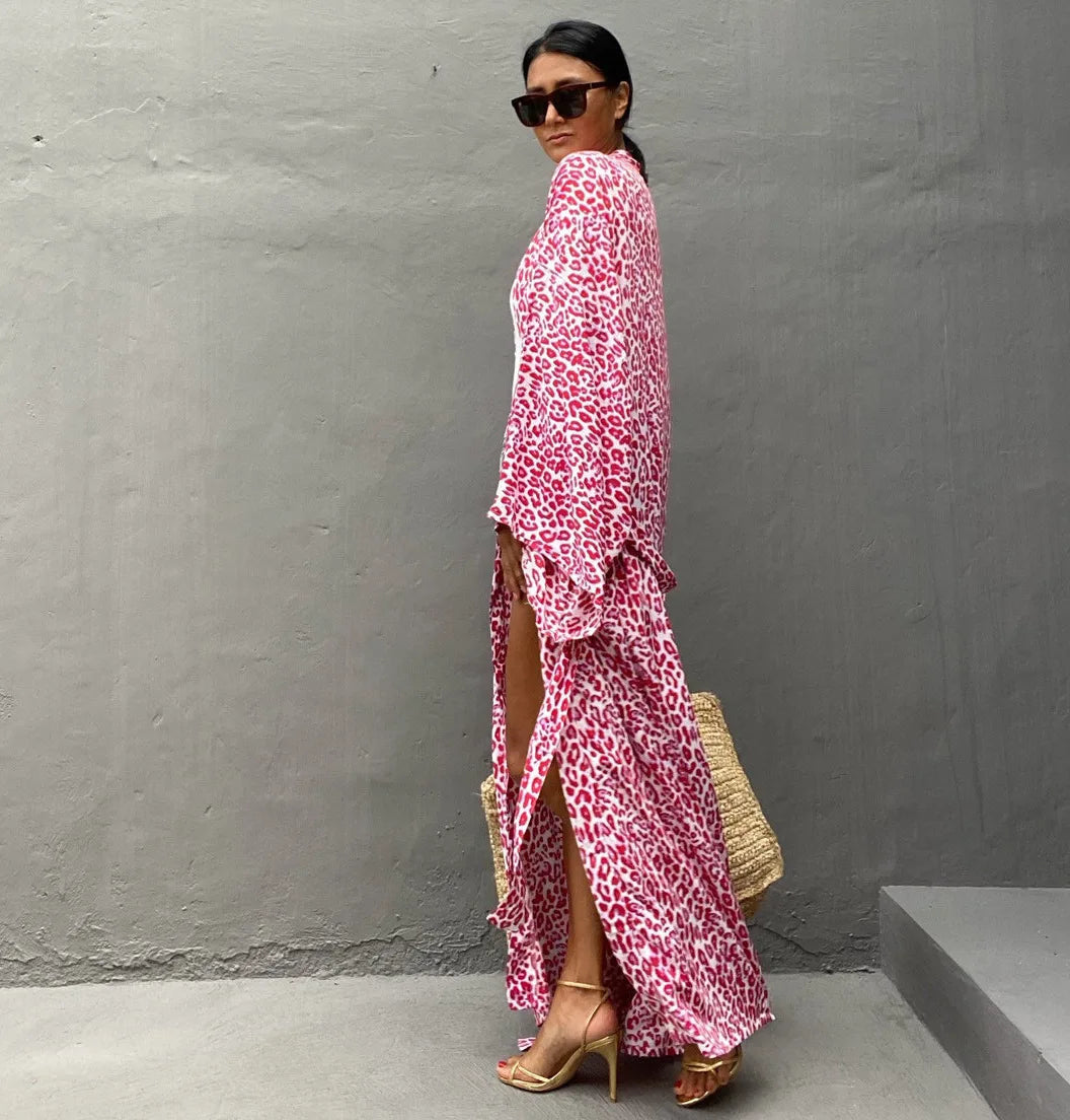 Kimono Bohemian Beach Swimsuit Cover Up Pareo Beach Women Tunics Beachwear 2023 Summer Long Bikini Blouse beach outfit for women