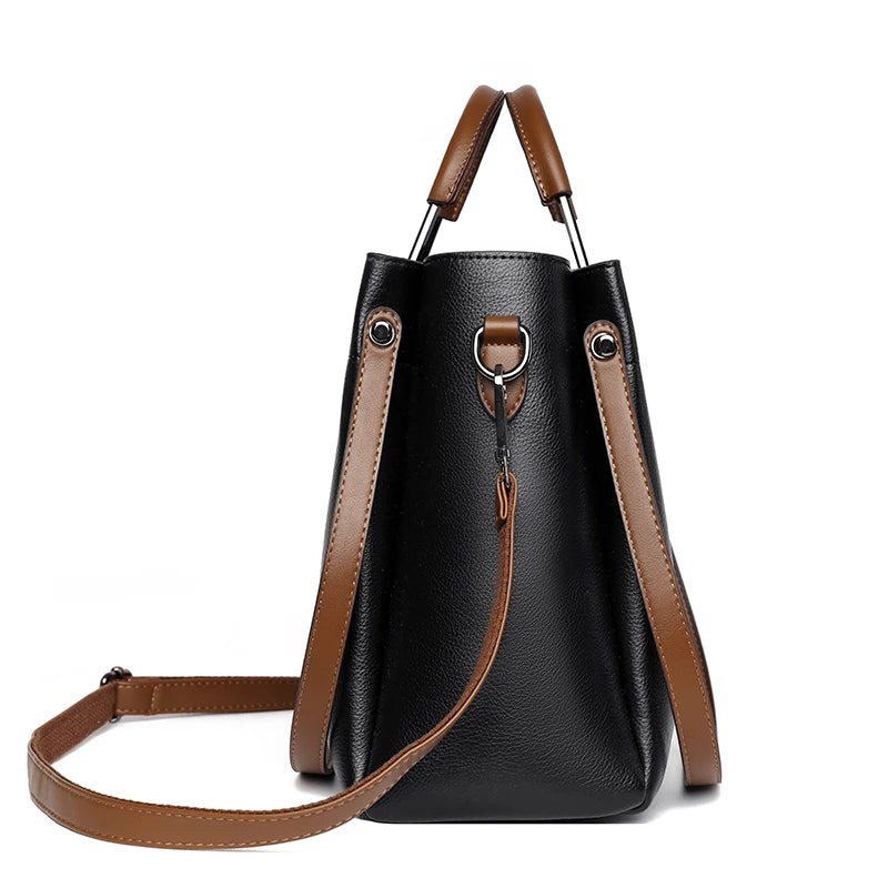 2025 Girl Daily Casual PU Leather Crossbody Shoulder Buckets Fashion Bags Large Capacity Crossbody Soft Shopping Ladies Handbags