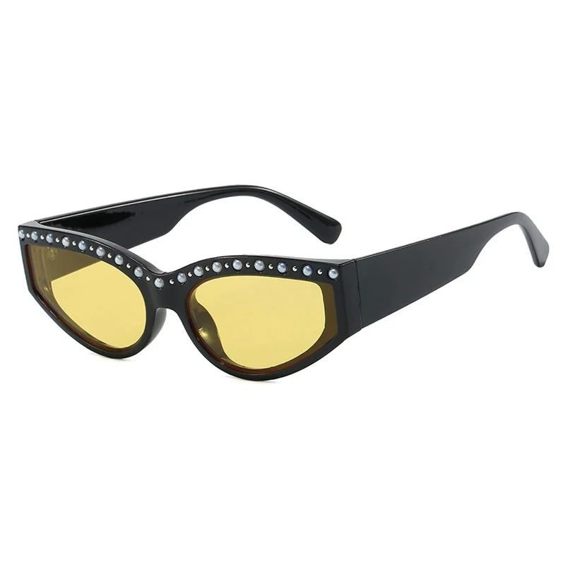 Vintage Luxury Designer Rhinestone Sunglasses Women Trendy Cat Eye Sun Glasses Male Summer Traveling Shades UV400 Lentes Mujer