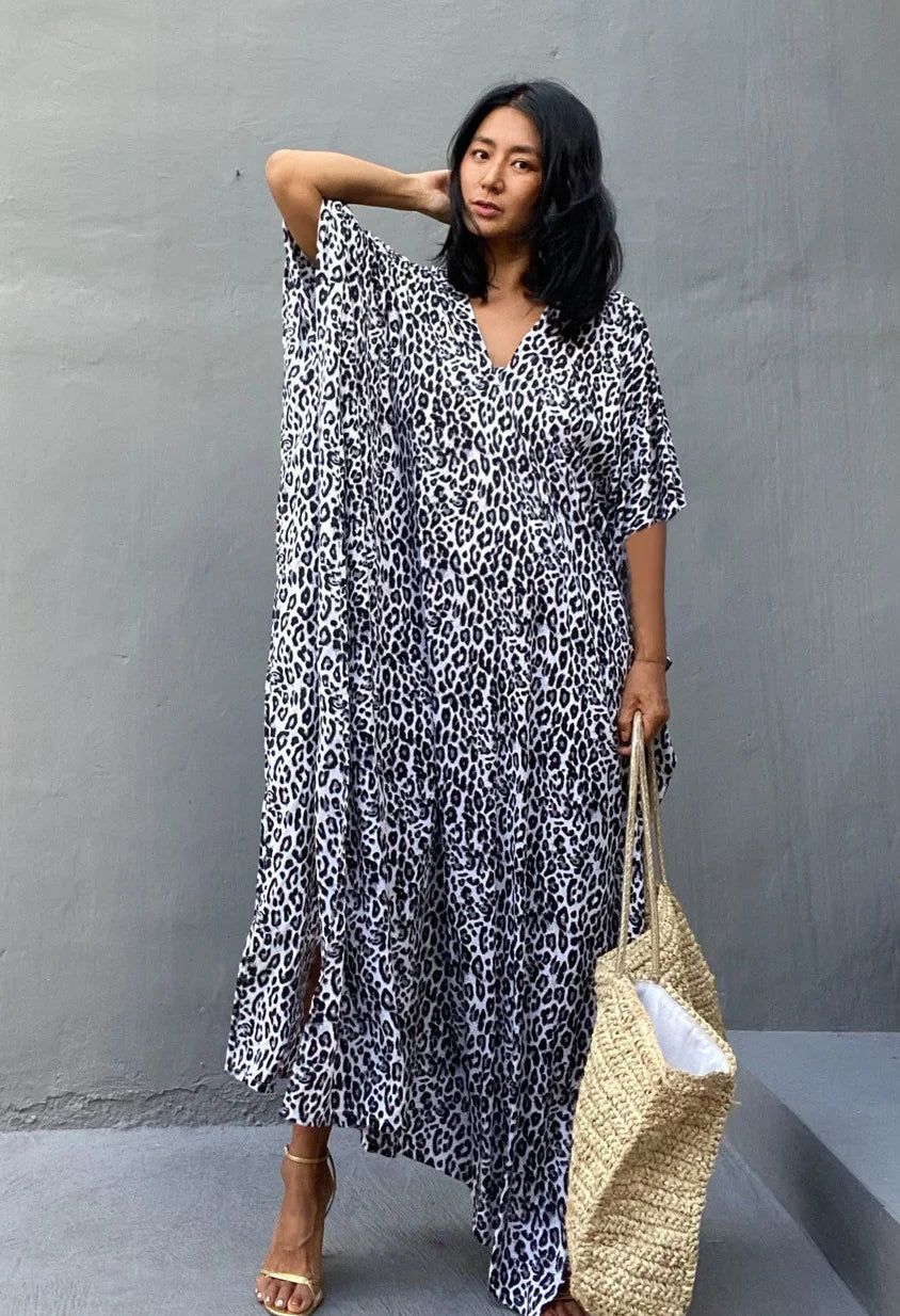 Kimono Bohemian Beach Swimsuit Cover Up Pareo Beach Women Tunics Beachwear 2023 Summer Long Bikini Blouse beach outfit for women