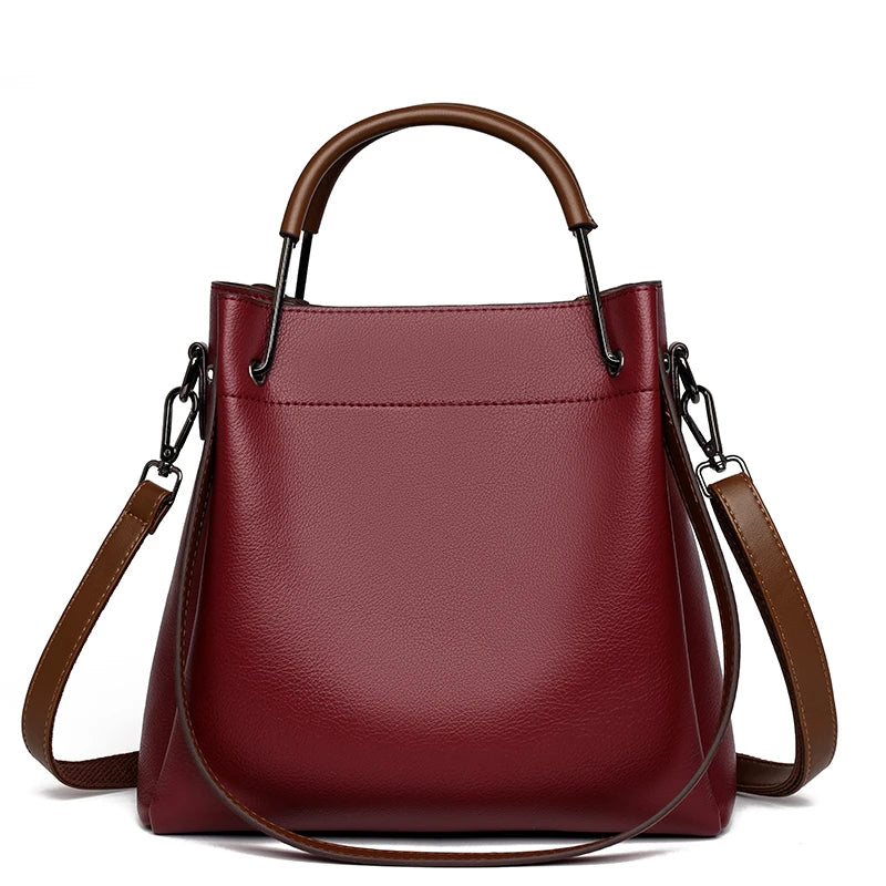 2025 Girl Daily Casual PU Leather Crossbody Shoulder Buckets Fashion Bags Large Capacity Crossbody Soft Shopping Ladies Handbags