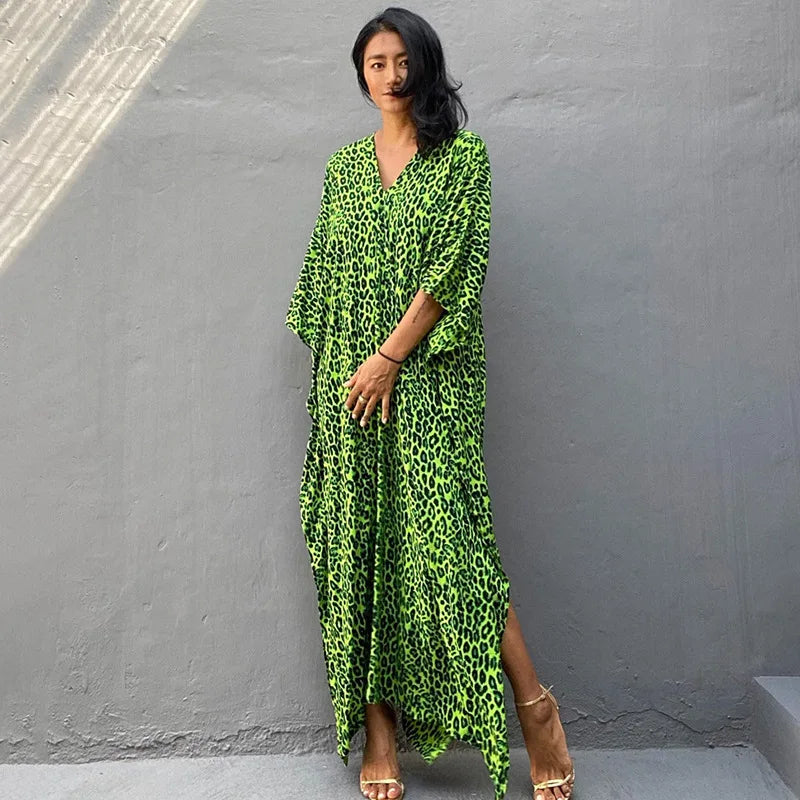 Kimono Bohemian Beach Swimsuit Cover Up Pareo Beach Women Tunics Beachwear 2023 Summer Long Bikini Blouse beach outfit for women