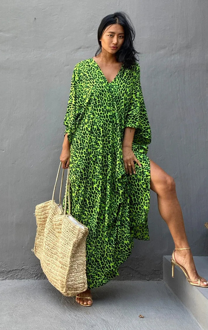 Kimono Bohemian Beach Swimsuit Cover Up Pareo Beach Women Tunics Beachwear 2023 Summer Long Bikini Blouse beach outfit for women