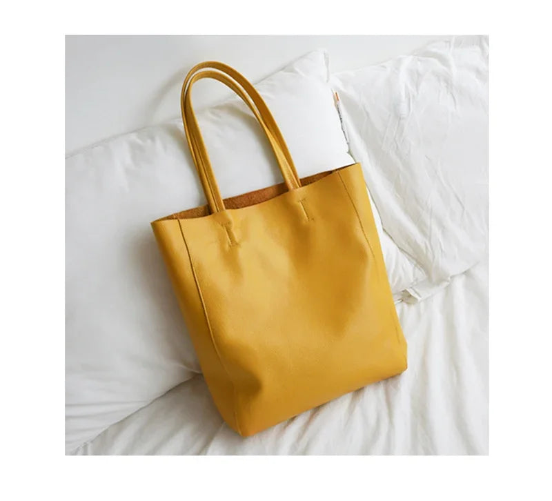Women Luxury Bag Casual Tote Female Fashion Summer Beach Handbag Lady Popular Soft Cowhide Genuine Leather Shoulder Shopping Bag