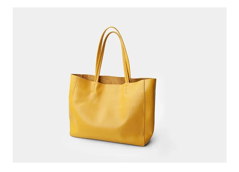 Women Luxury Bag Casual Tote Female Fashion Summer Beach Handbag Lady Popular Soft Cowhide Genuine Leather Shoulder Shopping Bag