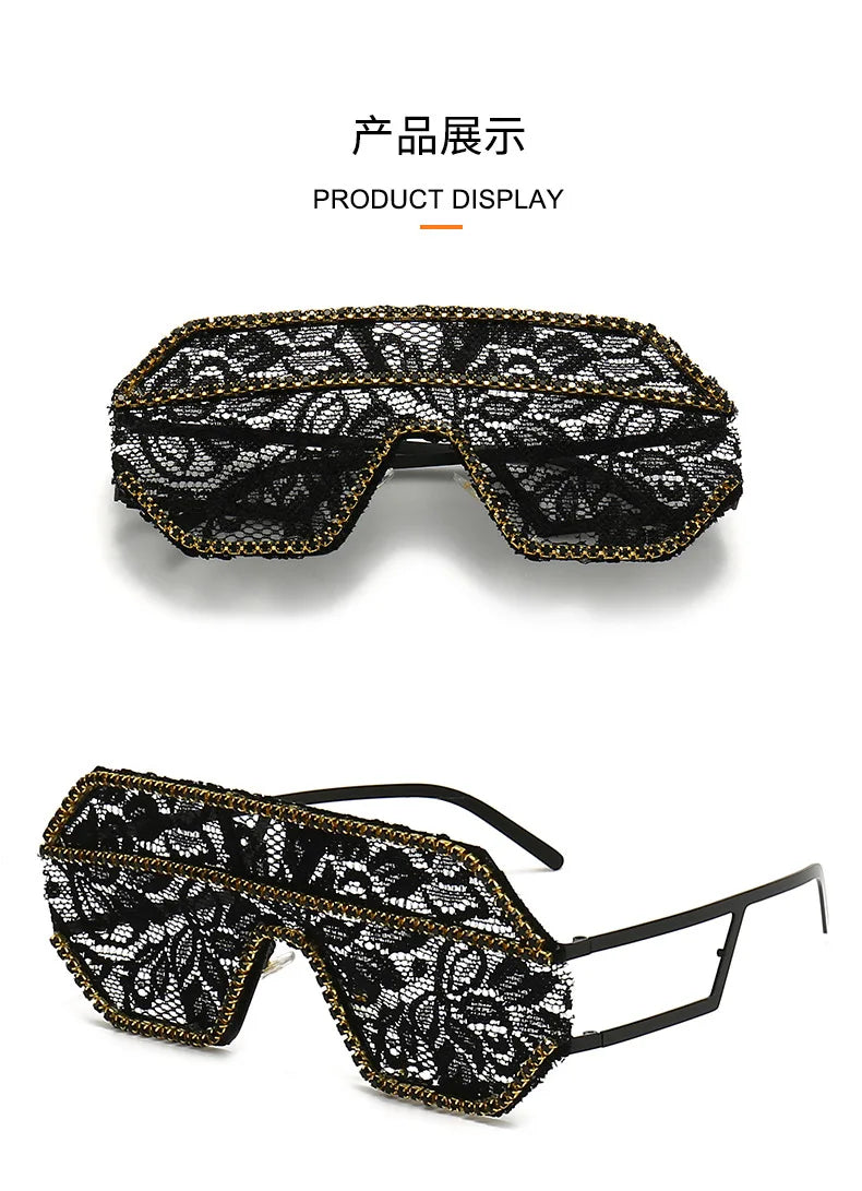 Lace Fashion Women Party Sunglasses DIY Handmade Diamond Oversized Eyewear