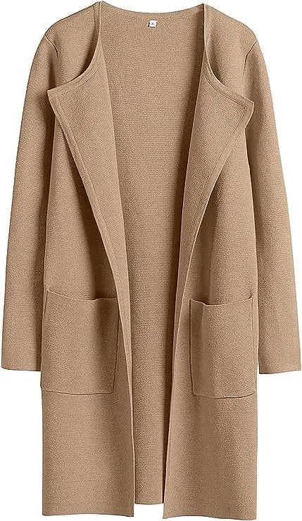 Womens Knit Cardigan Sweaters Oversized Open Front Long Sleeve Lapel Casual Jacket 2023 Fall Coat Dressy Coatigan