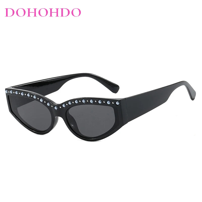 Vintage Luxury Designer Rhinestone Sunglasses Women Trendy Cat Eye Sun Glasses Male Summer Traveling Shades UV400 Lentes Mujer