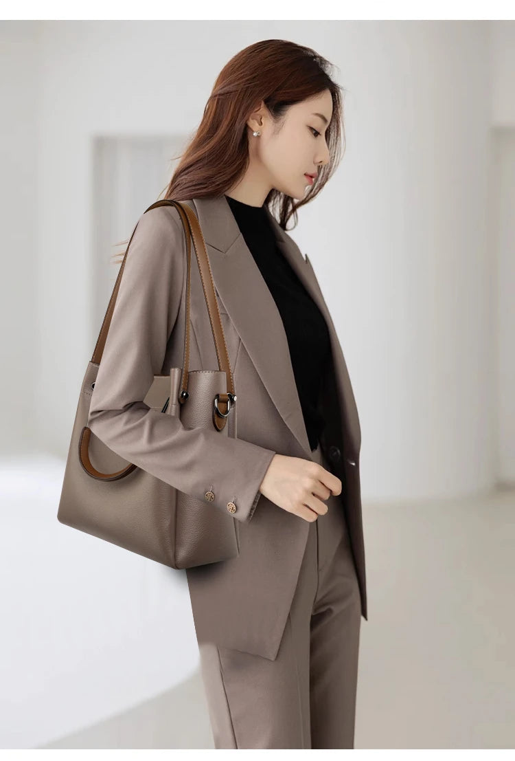 2025 Girl Daily Casual PU Leather Crossbody Shoulder Buckets Fashion Bags Large Capacity Crossbody Soft Shopping Ladies Handbags