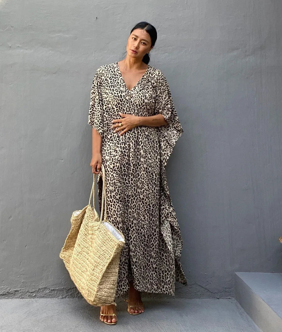 Kimono Bohemian Beach Swimsuit Cover Up Pareo Beach Women Tunics Beachwear 2023 Summer Long Bikini Blouse beach outfit for women