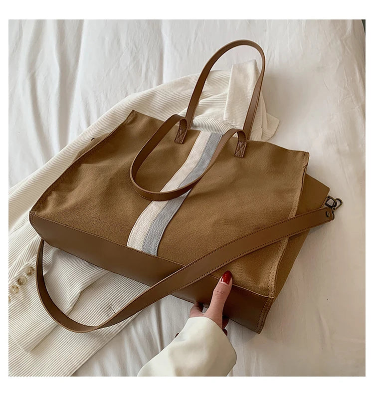 2025 New Style Student Women Bags Tote Canvas Daily Fashionable Multi-function High Capacity Leisure Books Soft Surface Simple